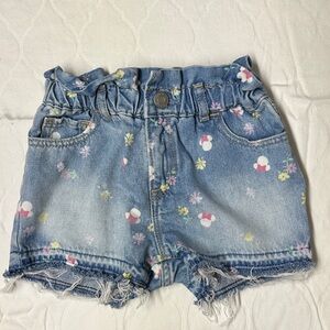 Disney Kids Minnie Mouse Blue Floral Denim Shorts 3 Years BB8